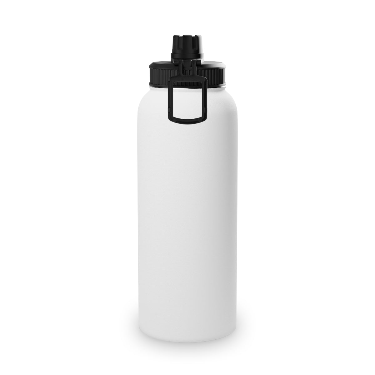 Baseball Stitch - Baseball - White Stainless Steel Water Bottle with Straw